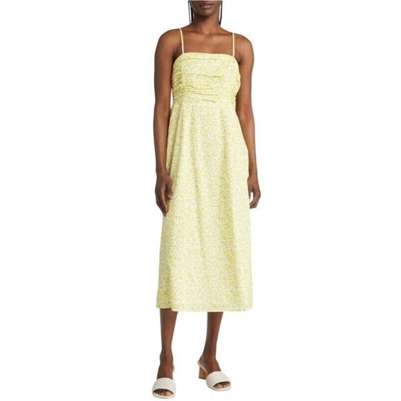 Du Paradis Dresses & Skirts - Du Paradis Animal Print Cotton Voile Fit & Flare Yellow Sundress Size Small NWOT